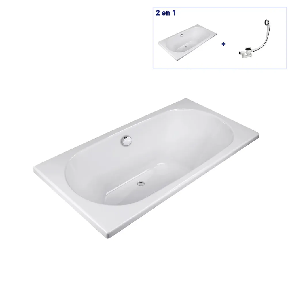 Valentin Baignoire Effusion 180 x 90 cm sans tablier