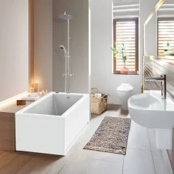 Baignoire Droite|Valentin Baignoire Embleme Comododo solo 170 x 75 cm sans tablier + Colonne de douche