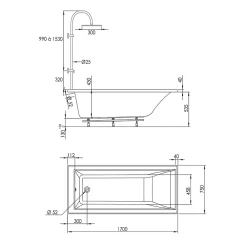 Baignoire Droite|Valentin Baignoire Embleme Comododo solo 170 x 75 cm sans tablier + Colonne de douche