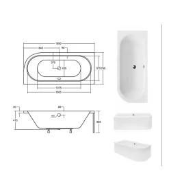 Azura Home Design Baignoire HILIO GAUCHE avec tablier - 170cm