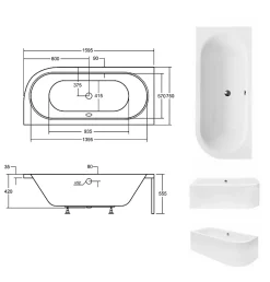 Azura Home Design Baignoire HILIO GAUCHE avec tablier - 160cm