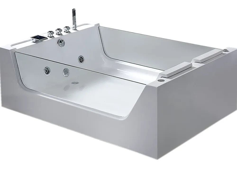 Baignoire Balnéo|Eliteshopping Baignoire hydromassage avec 2 verre panoramique 170 X 120 cm 8 jets Gemma