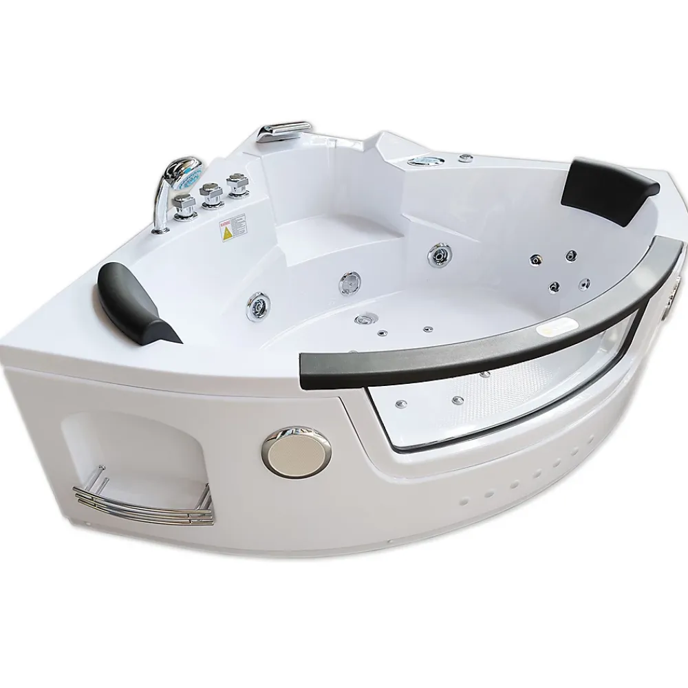 Eliteshopping Baignoire Hydromassage Chromotherapie 140 x140 cm avec chauffage et double pompe 20 jets Camelia