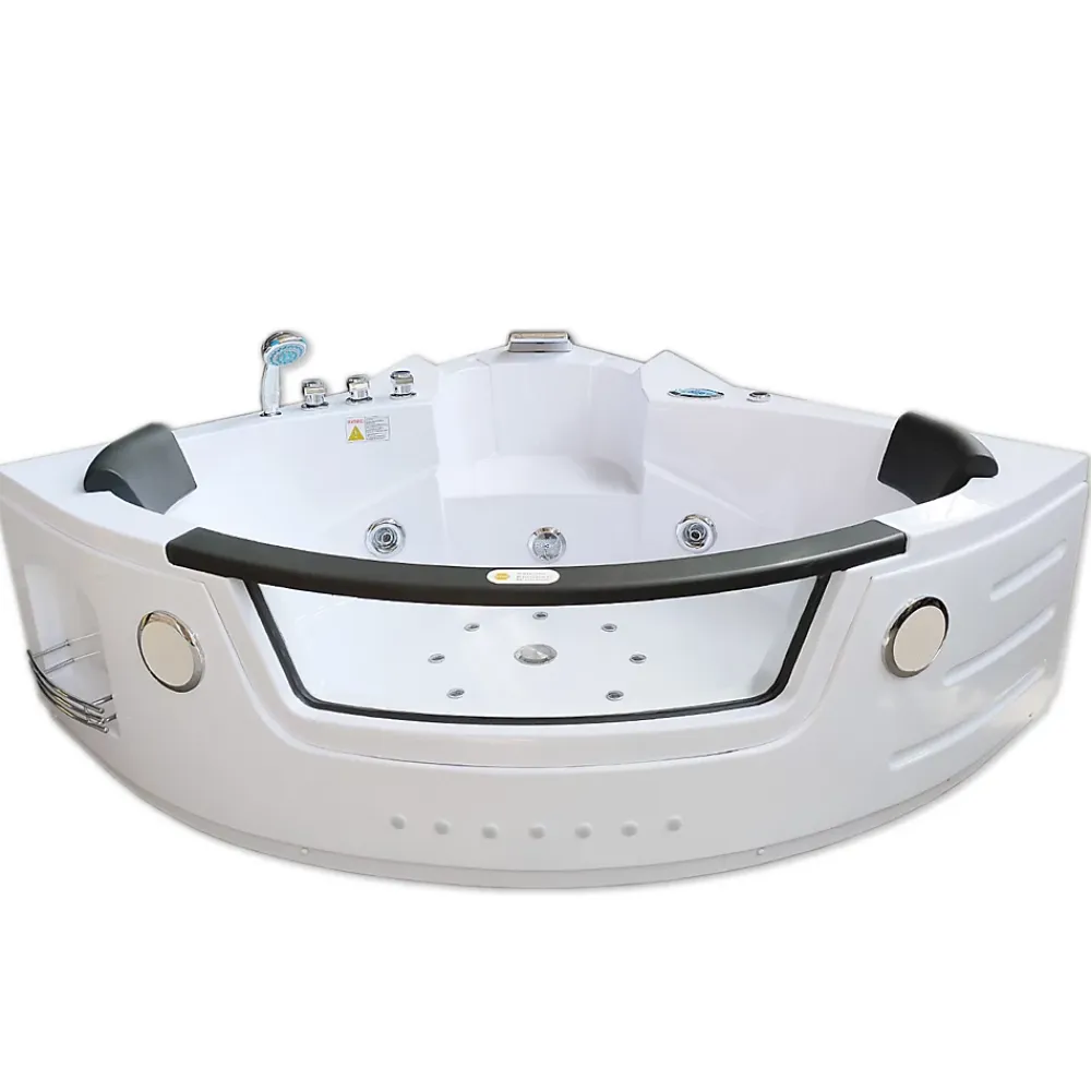 Baignoire Balnéo|Eliteshopping Baignoire Hydromassage Chromotherapie 140 x 140 cm double pompe 20 jets Camelia