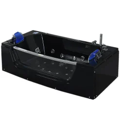 Eliteshopping Baignoire hydromassage noir Chromothérapie 180 X 90 cm 14 jets Cherry