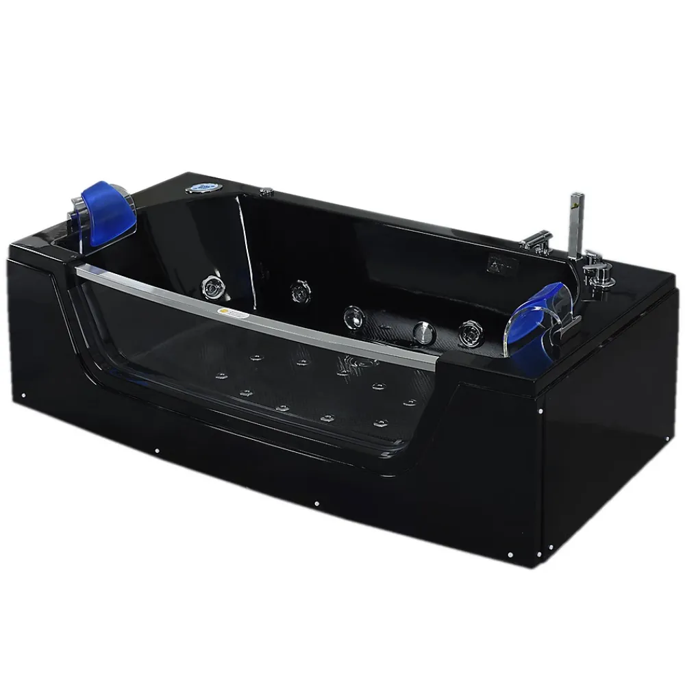 Eliteshopping Baignoire hydromassage noir Chromothérapie 180 X 90 cm 14 jets Cherry