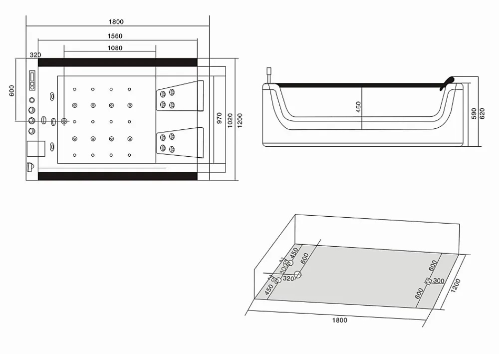 Baignoire Balnéo|Eliteshopping Baignoire hydromassage pour 2 personnes 180 X 120 cm 18 jets Pearl