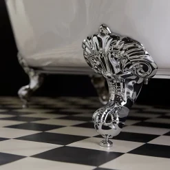 Planète Bain Baignoire ilot Charly blanche avec pieds patte d 'aigle chrome