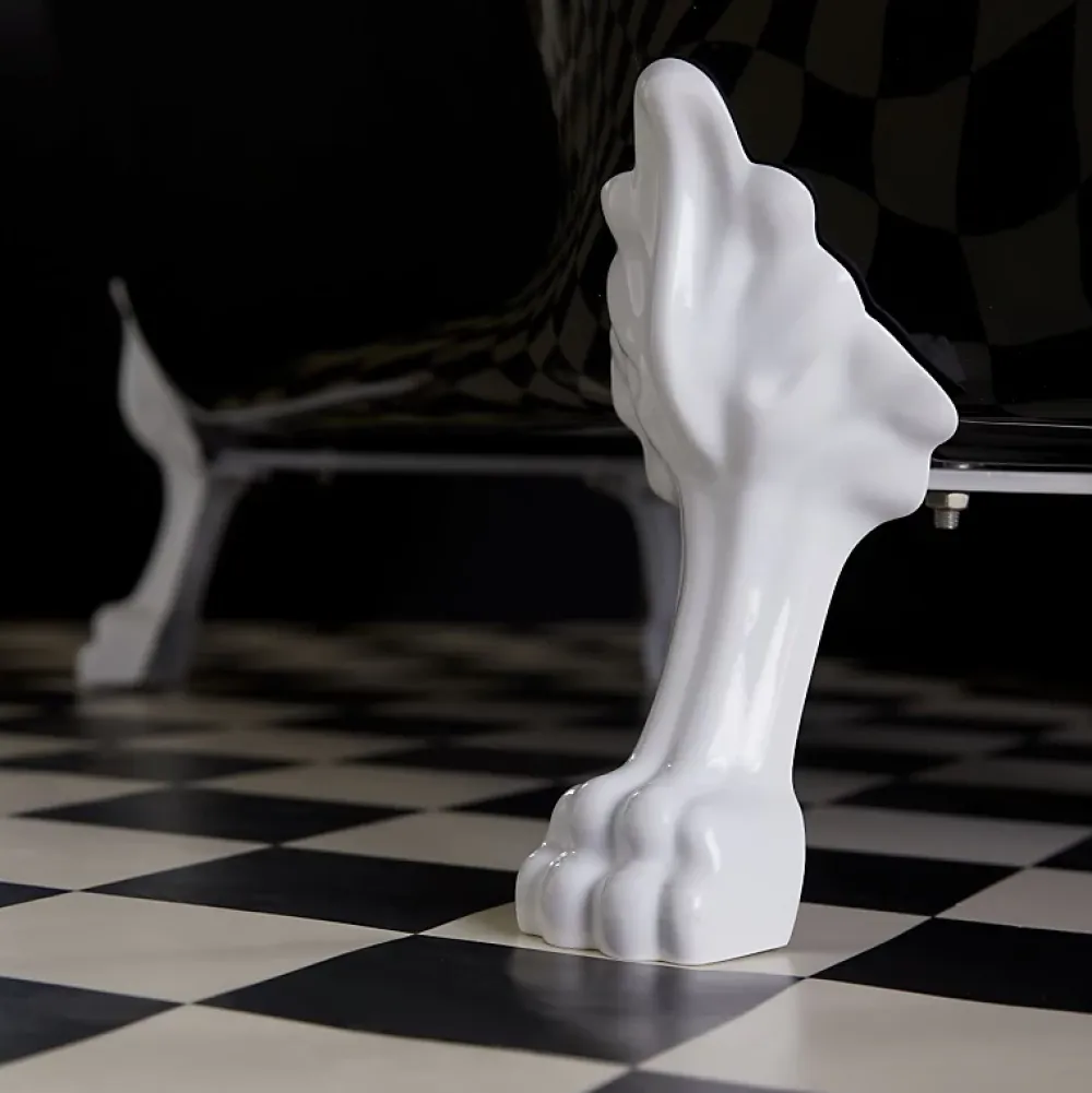 Planète Bain Baignoire ilot Charly ovale noire et blanche avec piétements blanc