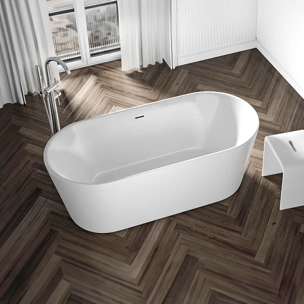 Baignoire Îlot|Bernstein Baignoire îlot acrylique design et moderne pour salle de bain, isolation thermique, Blanc, 170x75x58cm, Garantie 5 ans, MIO 2.0