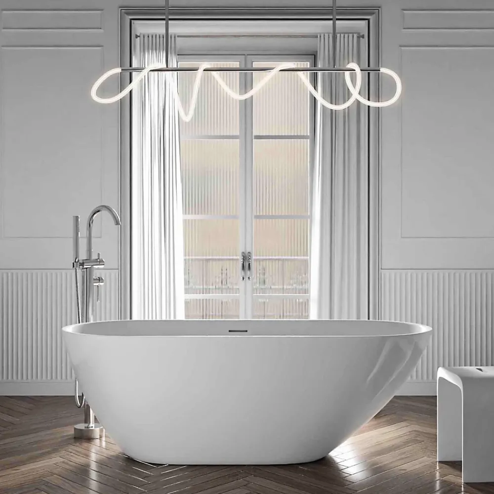 Baignoire Îlot|Bernstein Baignoire îlot Acrylique Oval Moderne pour Salle de Bain avec Bonde et trop plein, Blanc, 170x75x58cm, Garantie 5 ans, ROMA 2.0