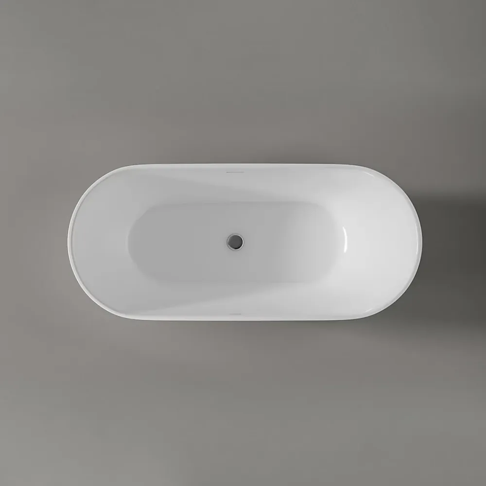 Baignoire Îlot|Bernstein Baignoire îlot Acrylique Oval Moderne pour Salle de Bain avec Bonde et trop plein, Blanc, 170x75x58cm, Garantie 5 ans, ROMA 2.0