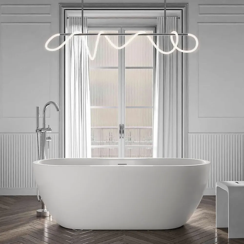 Bernstein Baignoire îlot Acrylique ovale 165x75x58cm Blanc mat + Bonde et trop plein - ROMA PLUS 2.0