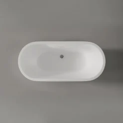 Bernstein Baignoire îlot Acrylique ovale 165x75x58cm Blanc mat + Bonde et trop plein - ROMA PLUS 2.0