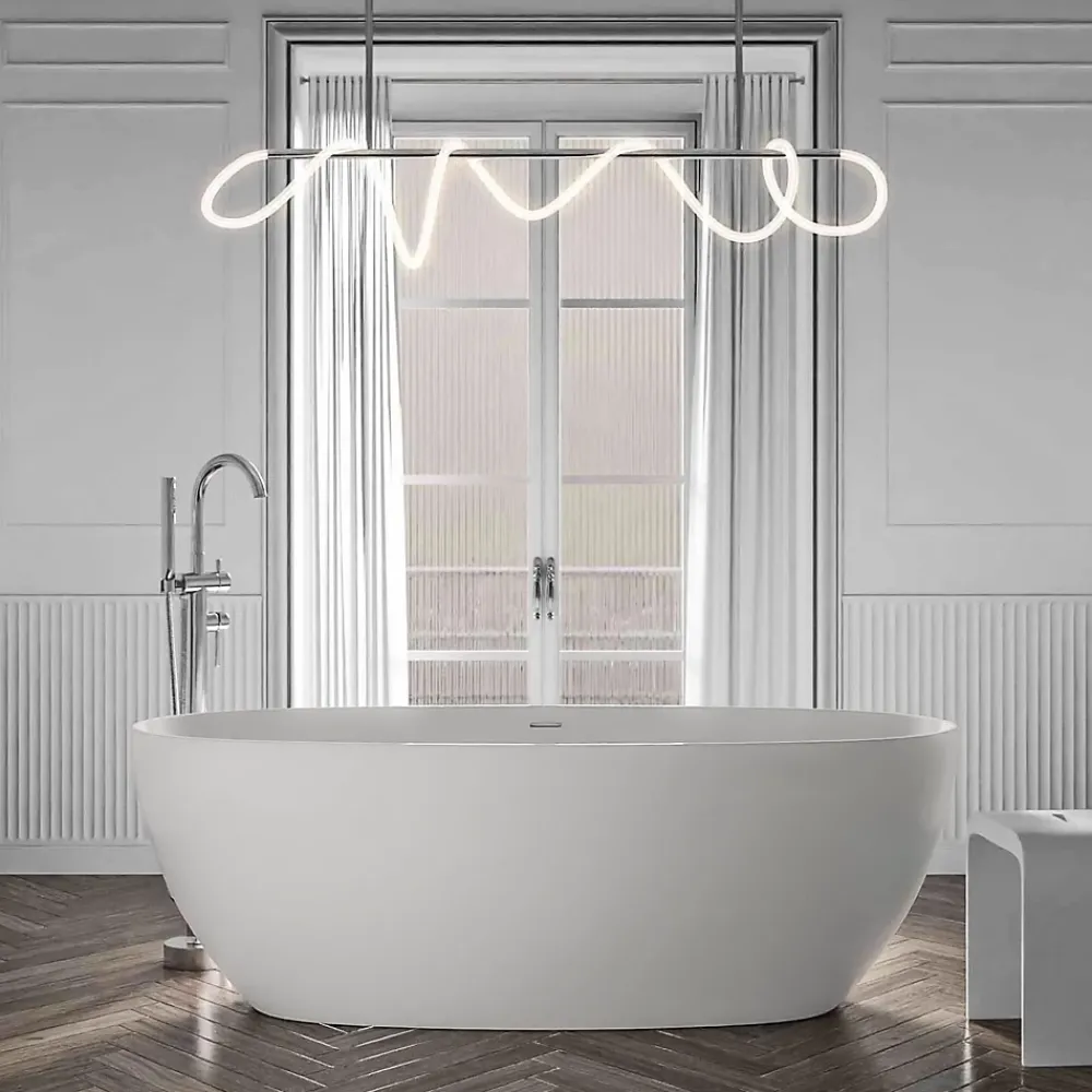 Baignoire Îlot|Bernstein Baignoire îlot Acrylique ovale 180x80x58cm Blanc mat + Bonde et trop plein - BELAQUA