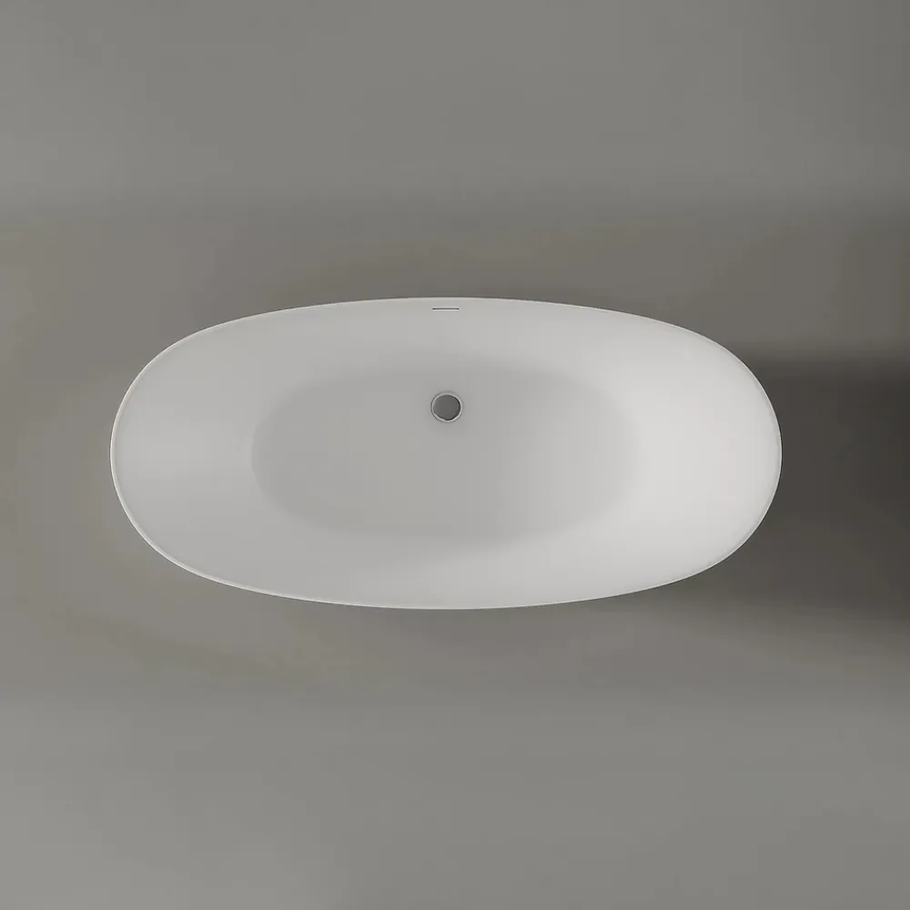 Baignoire Îlot|Bernstein Baignoire îlot Acrylique ovale 180x80x58cm Blanc mat + Bonde et trop plein - BELAQUA