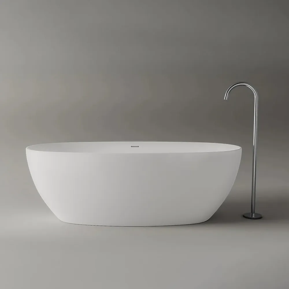 Baignoire Îlot|Bernstein Baignoire îlot Acrylique ovale 180x80x58cm Blanc mat + Bonde et trop plein - BELAQUA