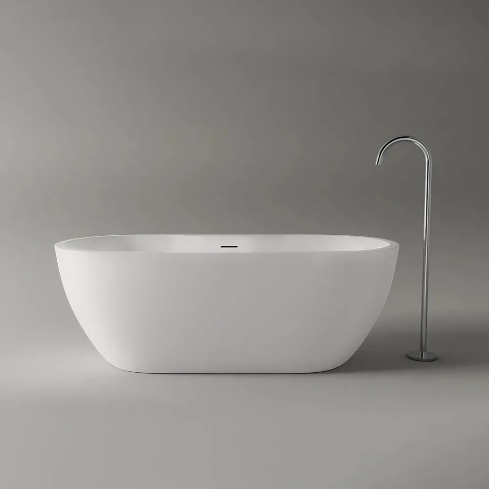 Baignoire Îlot|Bernstein Baignoire îlot Acrylique ovale 180x75x58cm Blanc mat + Bonde et trop plein - ROMA PLUS 2.0