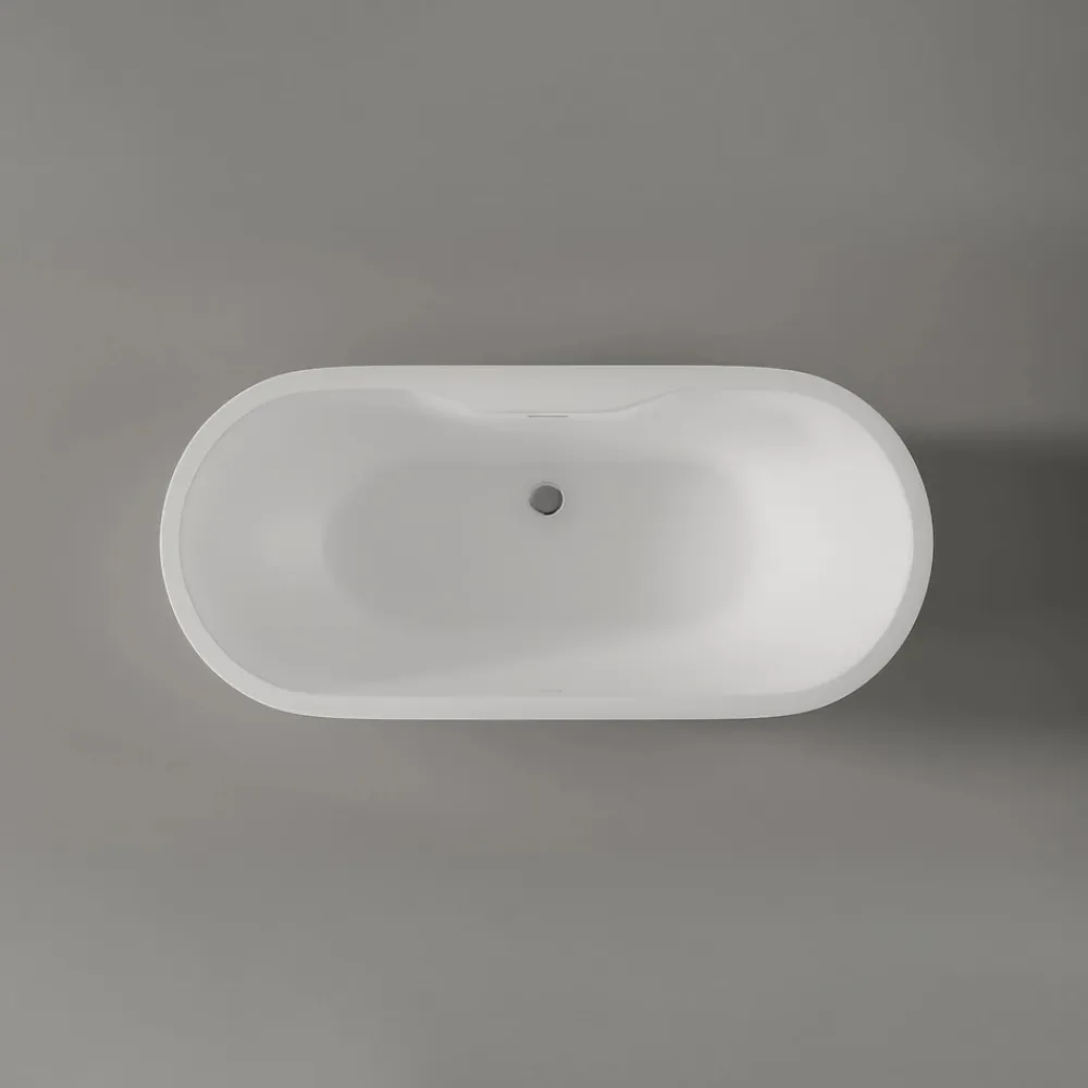 Baignoire Îlot|Bernstein Baignoire îlot Acrylique ovale 180x75x58cm Blanc mat + Bonde et trop plein - ROMA PLUS 2.0