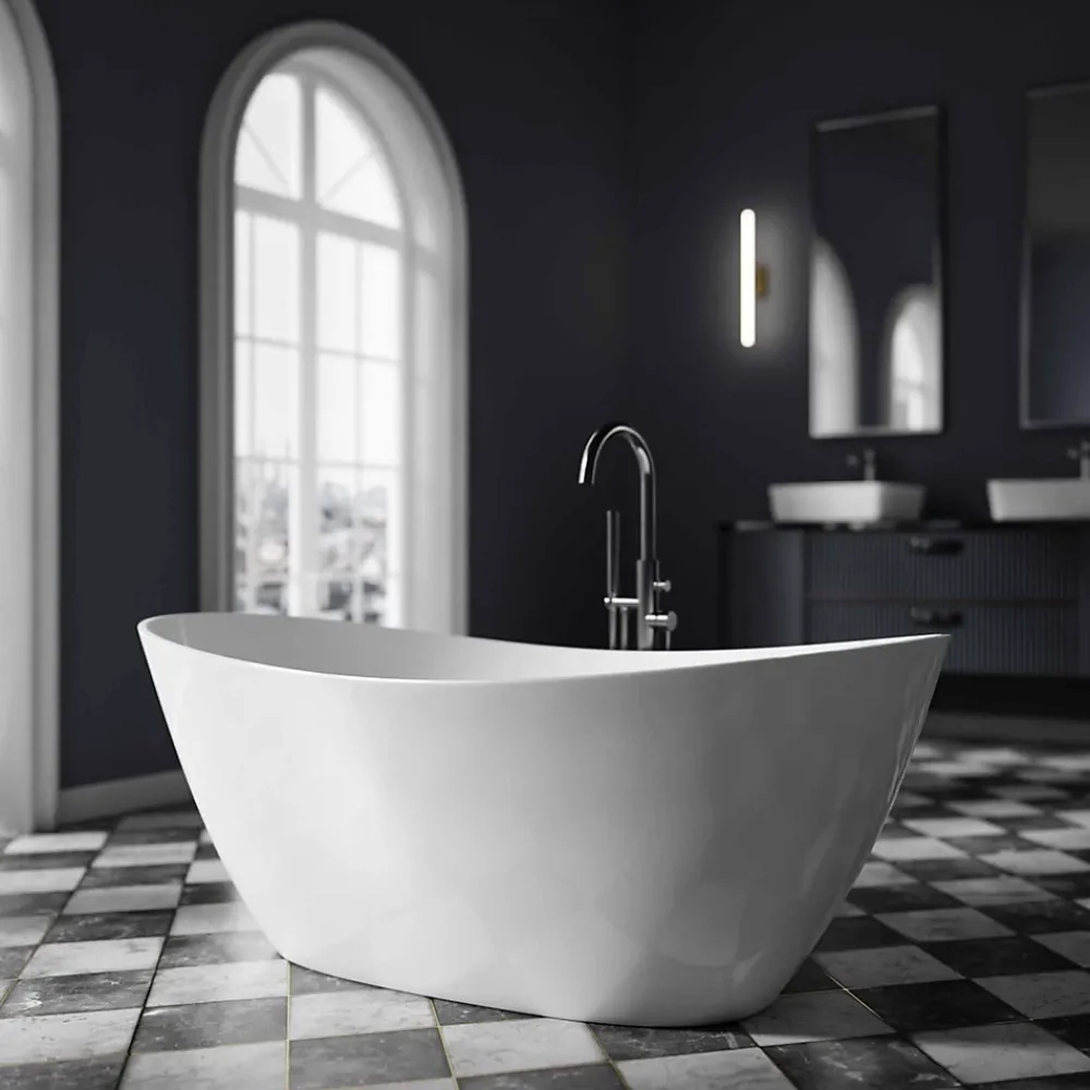 Baignoire Îlot|Bernstein Baignoire îlot Acrylique ovale 180x80x69cm + Bonde et trop plein - Blanc brillant - BELLAGIO 2.0
