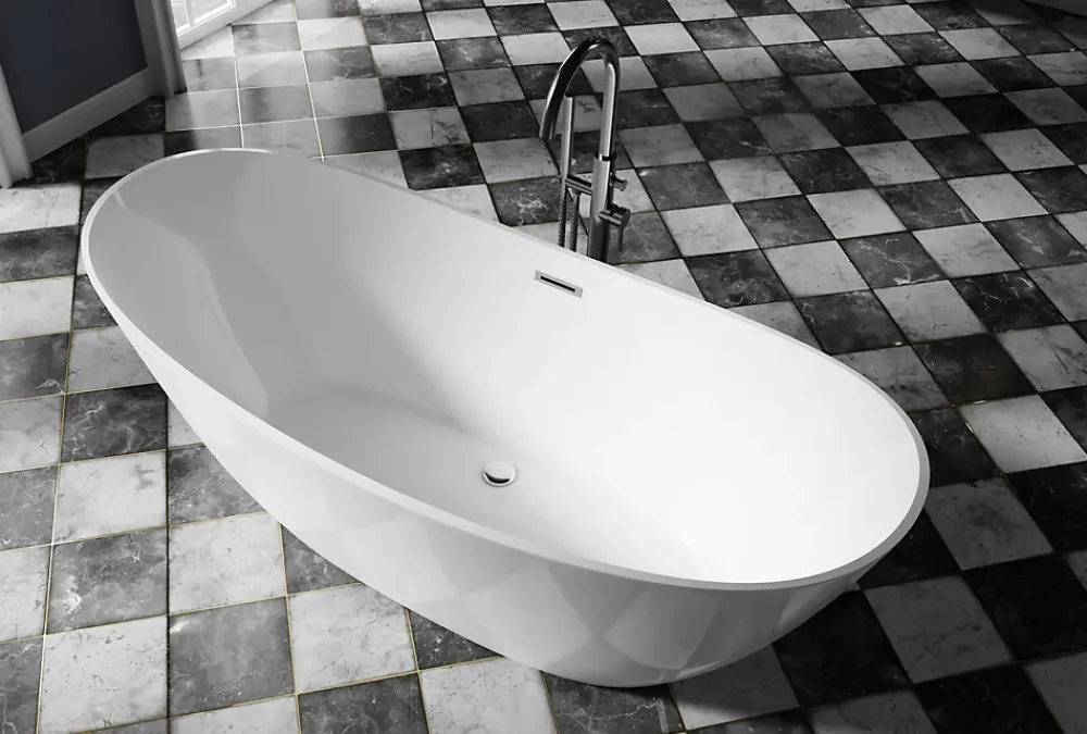 Baignoire Îlot|Bernstein Baignoire îlot Acrylique ovale 180x80x69cm + Bonde et trop plein - Blanc brillant - BELLAGIO 2.0
