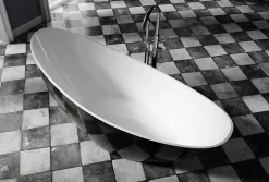 Baignoire Îlot|Bernstein Baignoire îlot acrylique ovale design 184x79x77cm Blanc mat + Bonde et trop plein - VICE 2.0