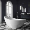 Bernstein Baignoire îlot acrylique ovale design 184x79x77cm Noir / Blanc mat + Bonde et trop plein - VICE 2.0