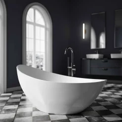 Bernstein Baignoire îlot acrylique ovale design 184x79x77cm Noir / Blanc mat + Bonde et trop plein - VICE 2.0