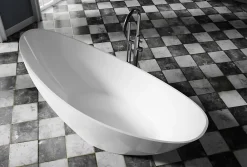 Bernstein Baignoire îlot acrylique ovale design 184x79x77cm Noir / Blanc mat + Bonde et trop plein - VICE 2.0