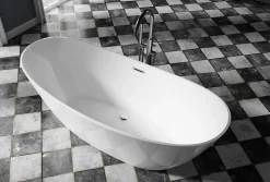 Bernstein Baignoire îlot Acrylique ovale 170x78x69cm + Bonde et trop plein - Blanc brillant - BELLAGIO 2.0