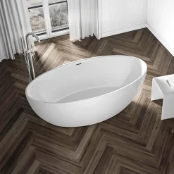 Baignoire Îlot|Bernstein Baignoire îlot Acrylique ovale 180x80x60cm Blanc brillant + Bonde et trop plein - TERRA 2.0