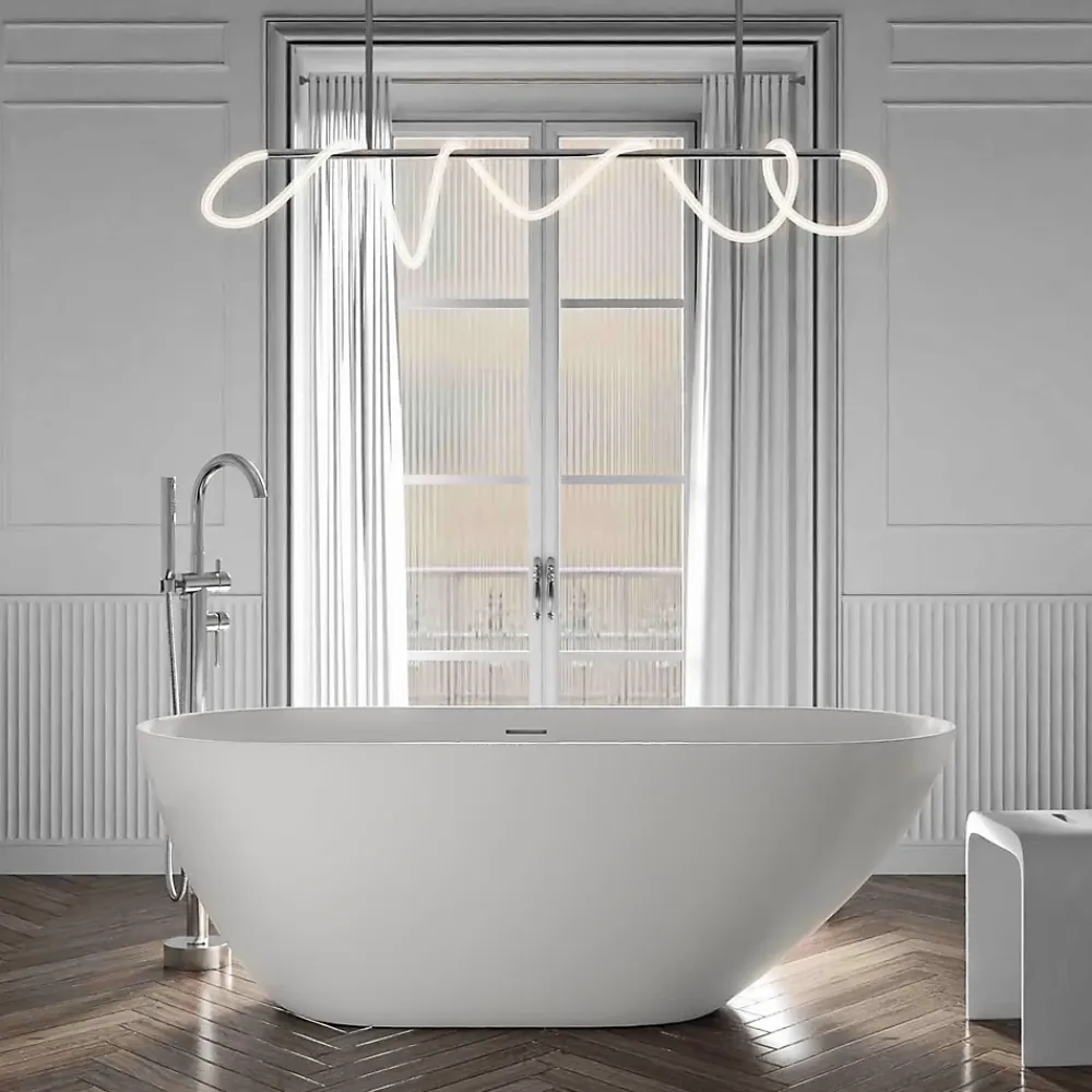 Baignoire Îlot|Bernstein Baignoire îlot Acrylique ovale design 170x75x58cm Blanc mat + Bonde et trop plein - ROMA 2.0