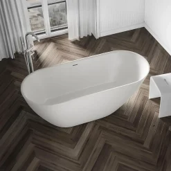 Baignoire Îlot|Bernstein Baignoire îlot Acrylique ovale design 170x75x58cm Blanc mat + Bonde et trop plein - ROMA 2.0
