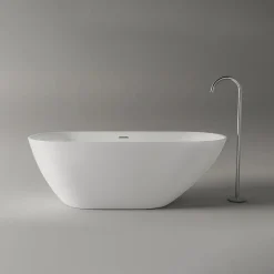 Baignoire Îlot|Bernstein Baignoire îlot Acrylique ovale design 170x75x58cm Blanc mat + Bonde et trop plein - ROMA 2.0
