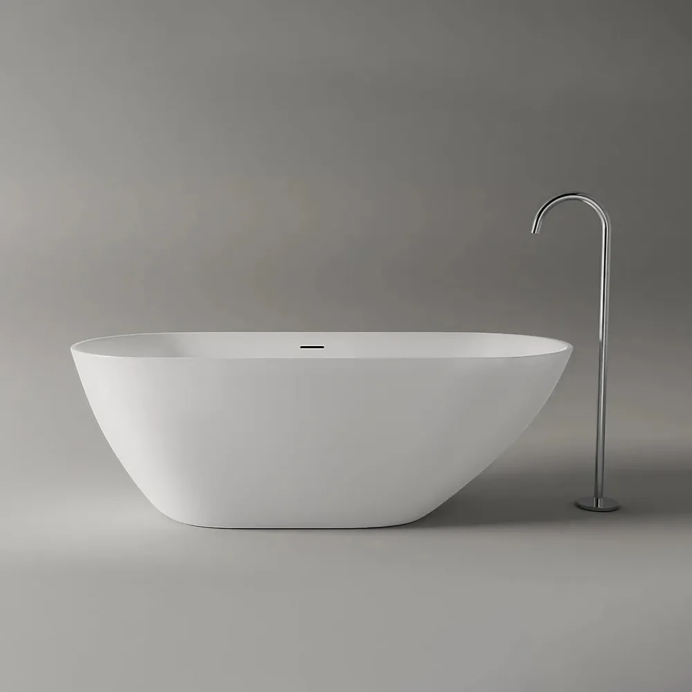 Baignoire Îlot|Bernstein Baignoire îlot Acrylique ovale design 170x75x58cm Blanc mat + Bonde et trop plein - ROMA 2.0