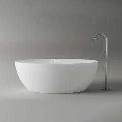 Baignoire Îlot|Bernstein Baignoire îlot Acrylique ovale 160x80x60cm Blanc brillant + Bonde et trop plein - TERRA 2.0