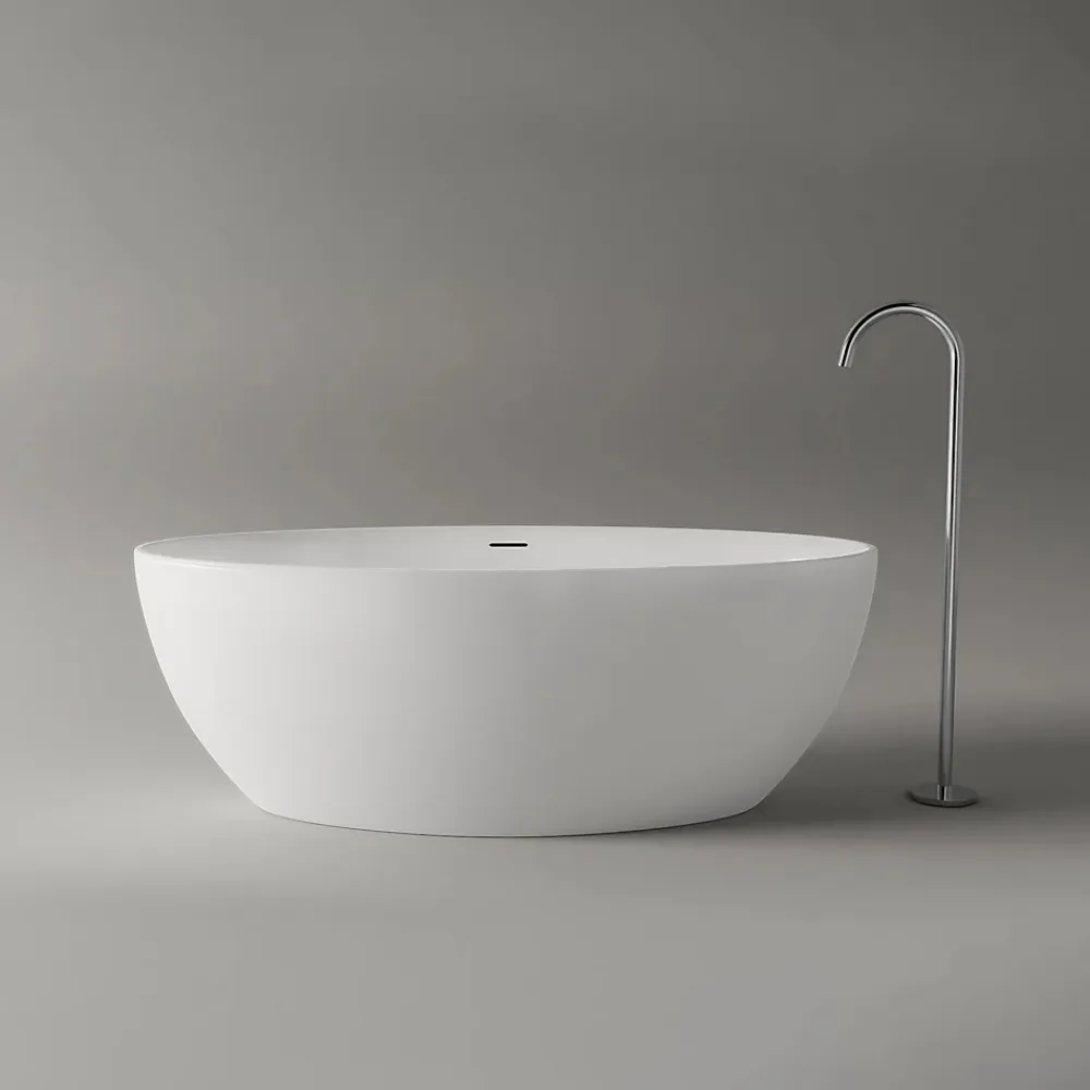 Baignoire Îlot|Bernstein Baignoire îlot Acrylique ovale 160x80x60cm Blanc brillant + Bonde et trop plein - TERRA 2.0