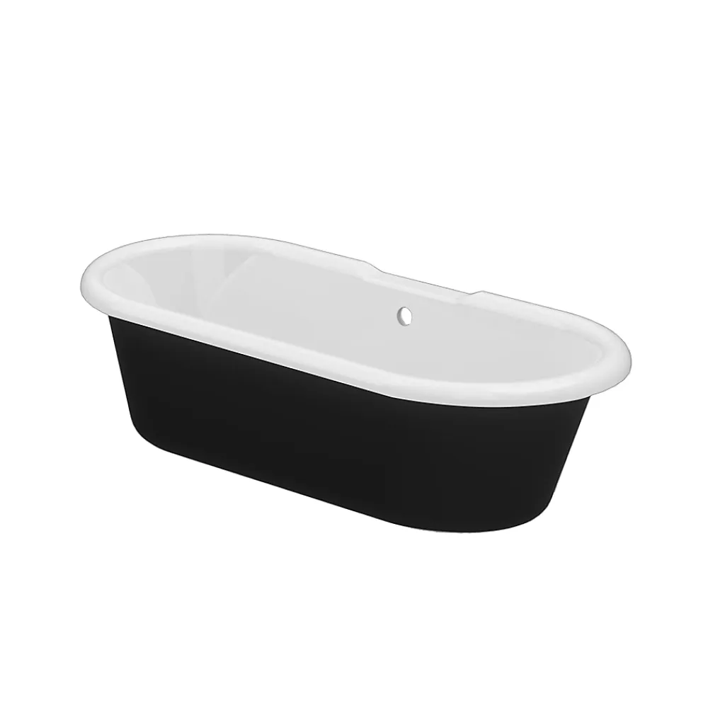 GoodHome Baignoire îlot adossée 170 x 80 cm noire, Emba
