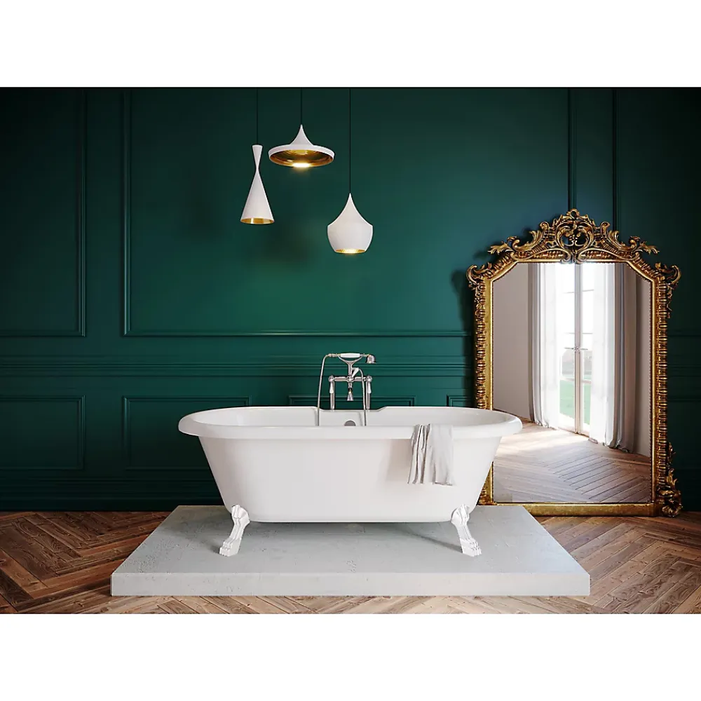 GoodHome Baignoire îlot adossée 170 x 80 cm blanche, Emba