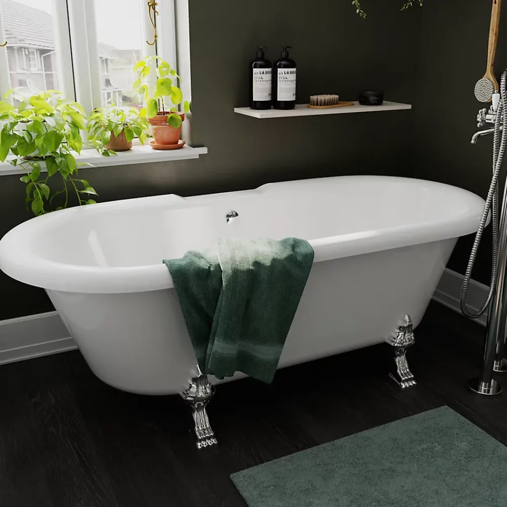 GoodHome Baignoire îlot adossée 170 x 80 cm blanche, Emba
