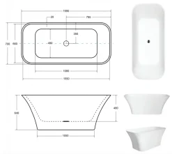 Azura Home Design Baignoire îlot ASSOS 160 x 70 cm