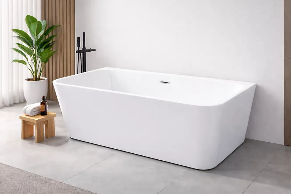 Baignoire Îlot|Otitec Baignoire îlot avec vidage - 160 x 75 cm - Blanc brillant - MIRABELLE