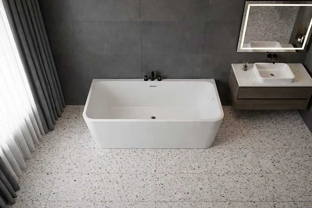 Baignoire Îlot|Otitec Baignoire îlot avec vidage - 160 x 75 cm - Blanc brillant - MIRABELLE