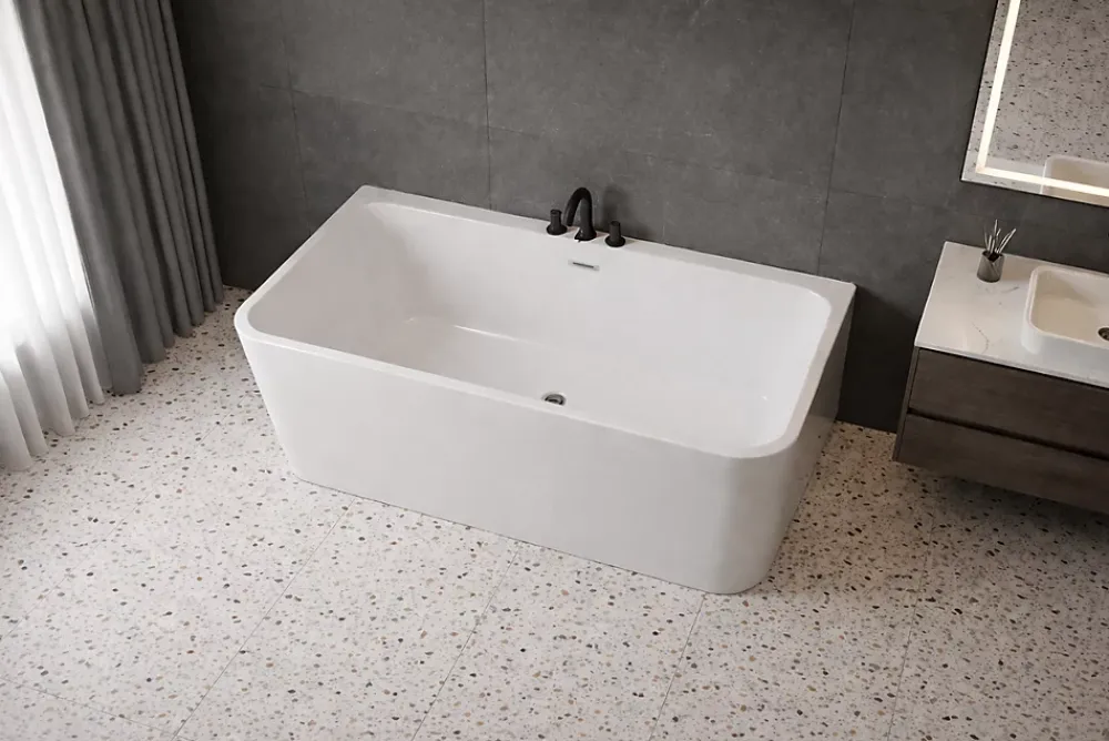 Baignoire Îlot|Otitec Baignoire îlot avec vidage - 160 x 75 cm - Blanc brillant - MIRABELLE