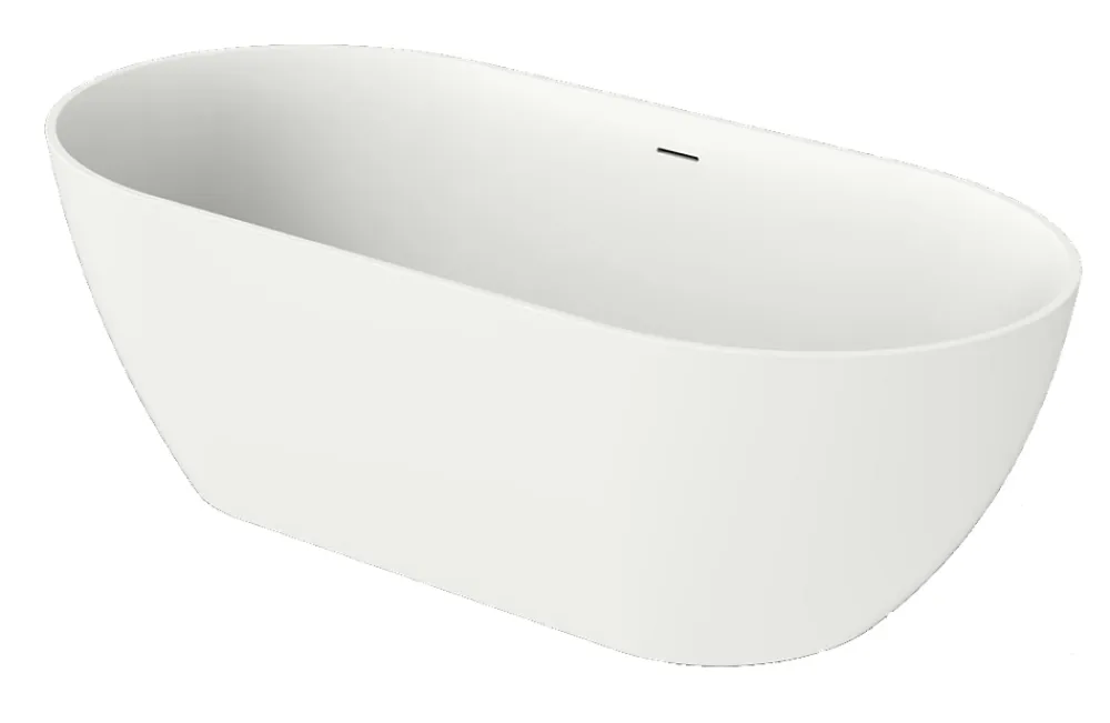 Poalgi Baignoire îlot blanche Solid Surface 168x80x53,5 cm inclus tablette - modèle SHIRO