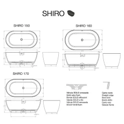 Poalgi Baignoire îlot blanche Solid Surface 168x80x53,5 cm inclus tablette - modèle SHIRO