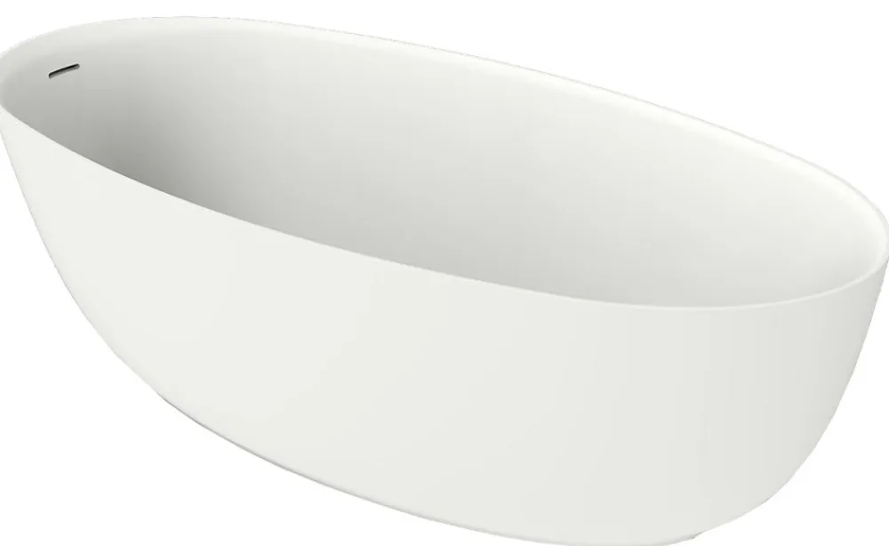 Baignoire Îlot|Poalgi Baignoire îlot blanche Solid Surface 170x80x51 cm inclus tablette - modèle MENORCA