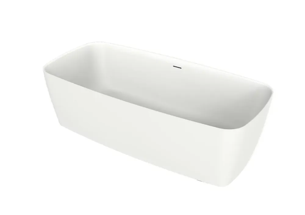 Baignoire Îlot|Poalgi Baignoire îlot blanche Solid Surface 170x80x50 cm inclus tablette - modèle KABU