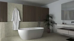 Baignoire Îlot|Poalgi Baignoire îlot blanche Solid Surface 157x80x52,5 cm inclus tablette - modèle SHIRO
