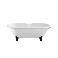 Baignoire Îlot|Planète Bain Baignoire îlot Charly blanche rétro + pieds conique noir